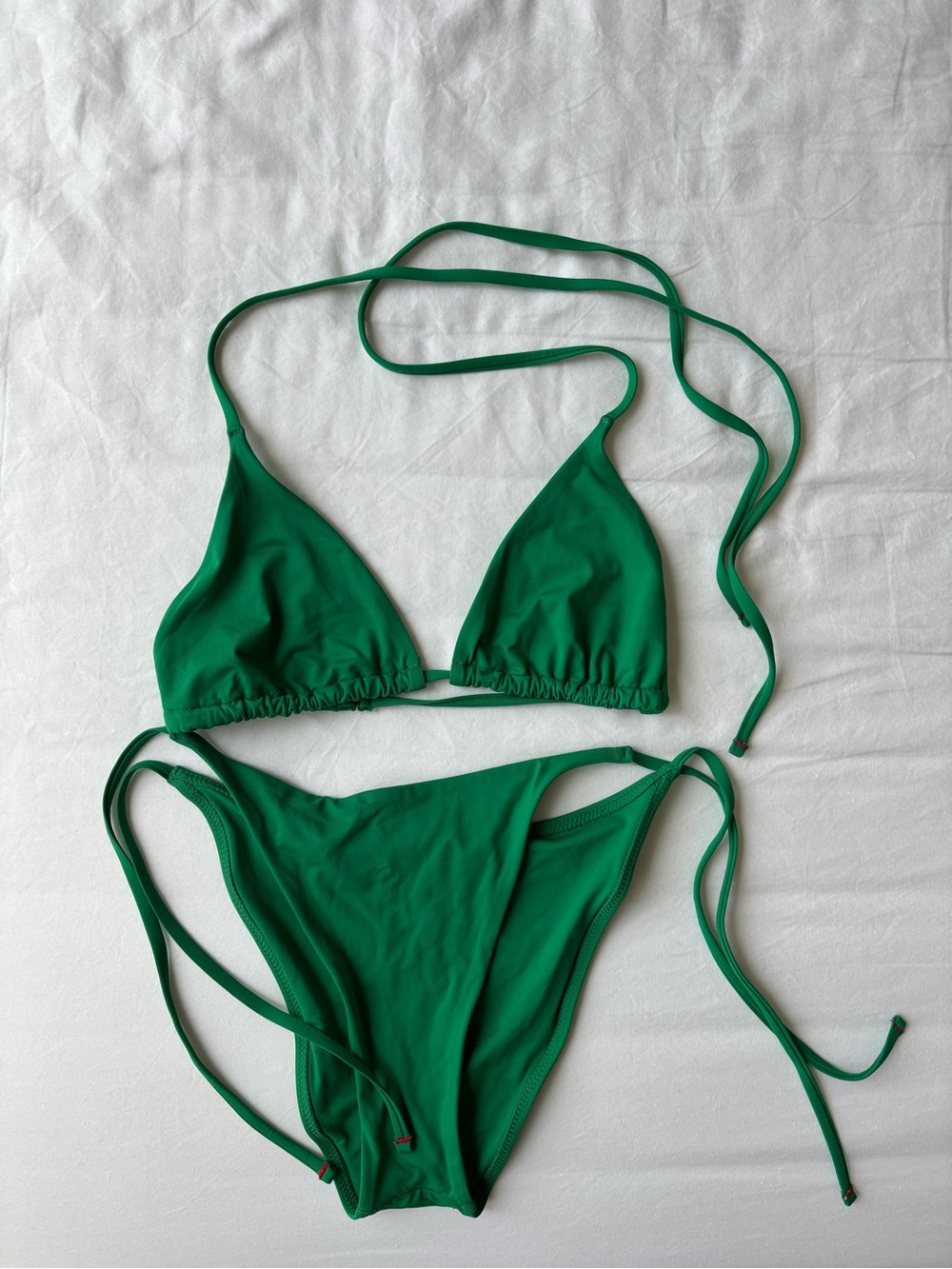 Everlane the string bikini top and bottom set green size small
